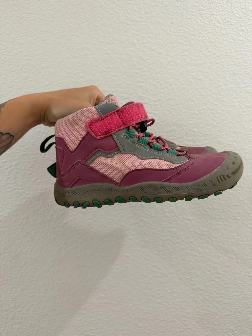 Mishansha Pink and Tan Kids Hiking Boots